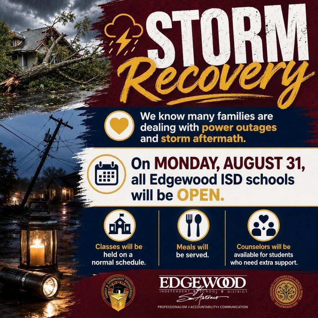 Storm recovery graphic school open
