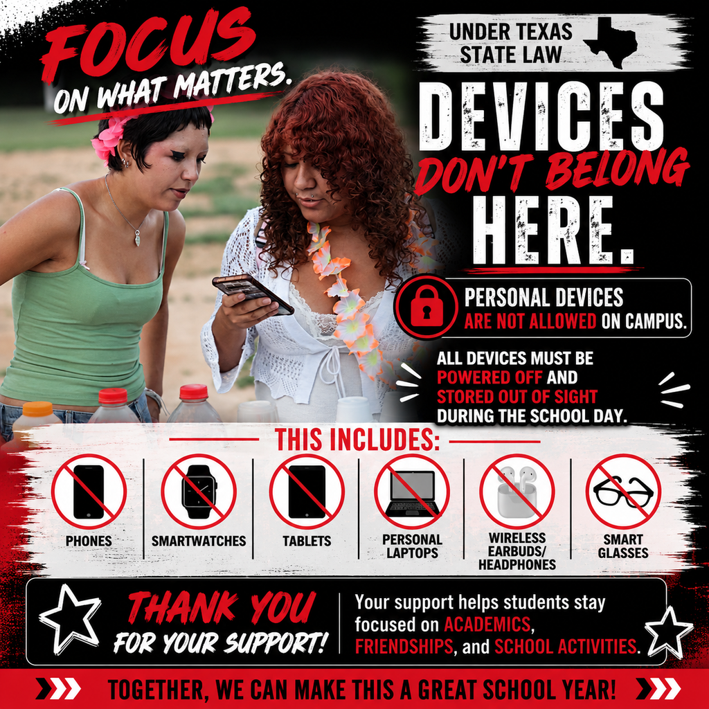 Thanks for helping our Minutemen start the year strong! Reminder: Phones, smartwatches, tablets, personal laptops, earbuds/headphones, and smart glasses must be powered off and out of sight during the school day. Your support helps keep the focus on learning.