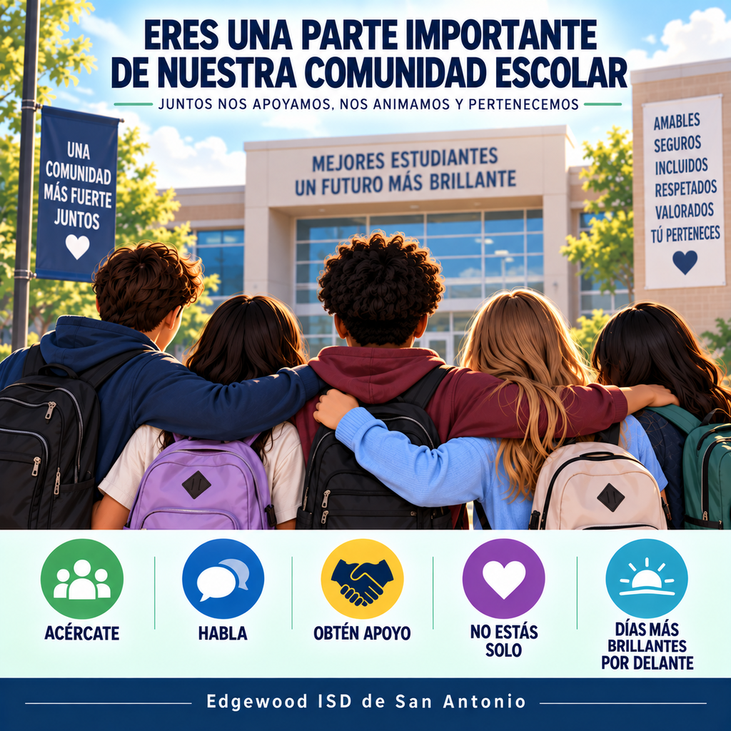 You are an important part of our school community. If you're having a tough day or just need someone to listen, reach out. Talk to a trusted adult, counselor, teacher, or friend. You don't have to go through it alone.