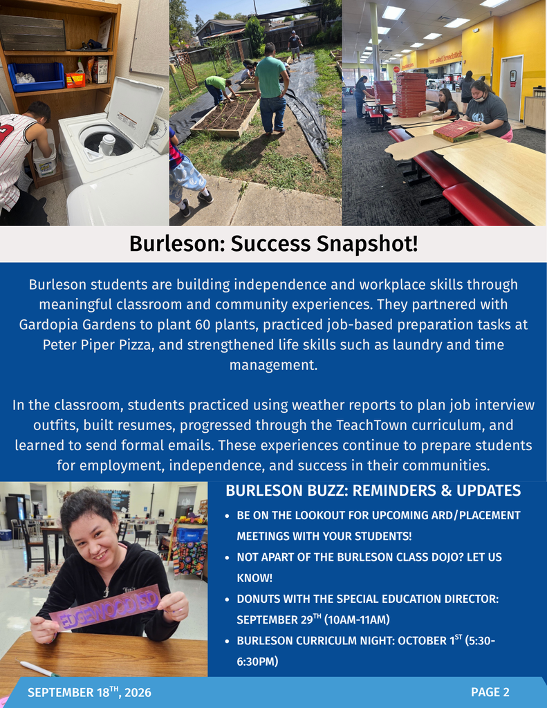 Burleson Newsletter Page 2!