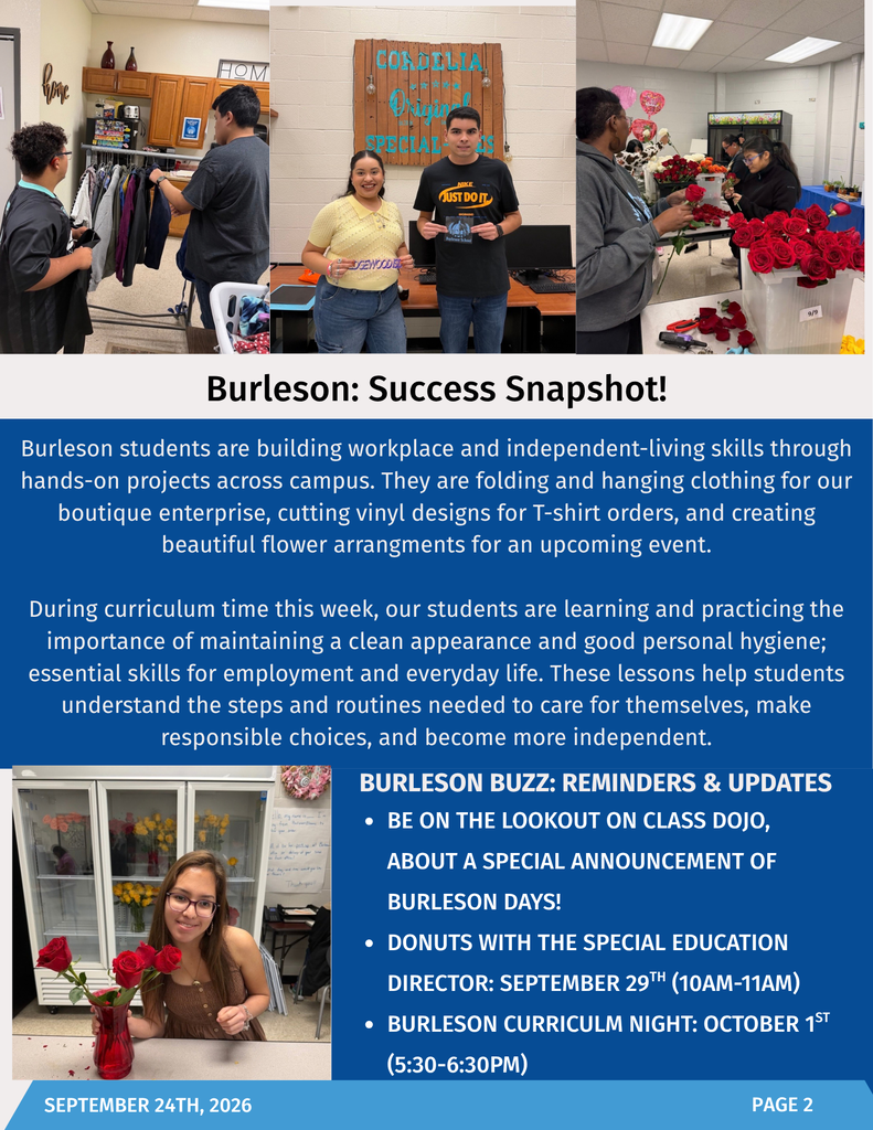 Burleson Newsletter Page 2!