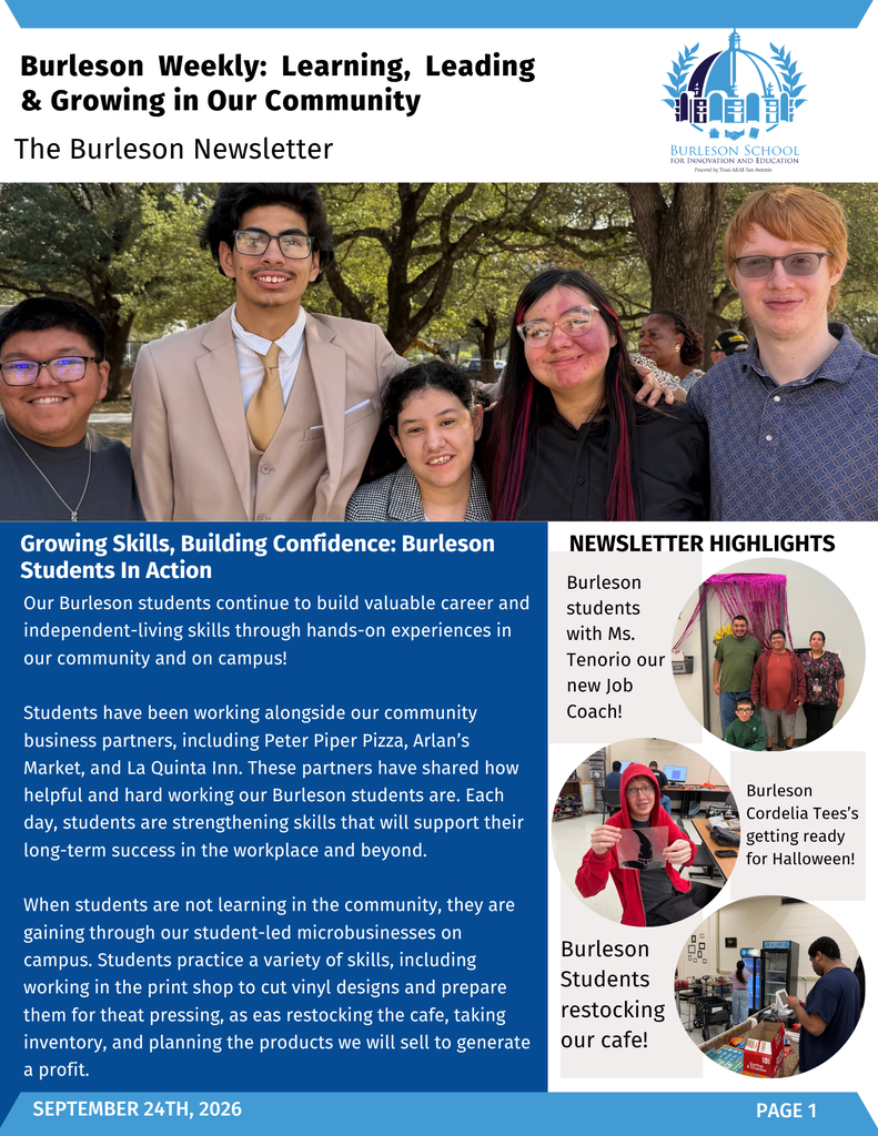 Burleson Newsletter Page 1