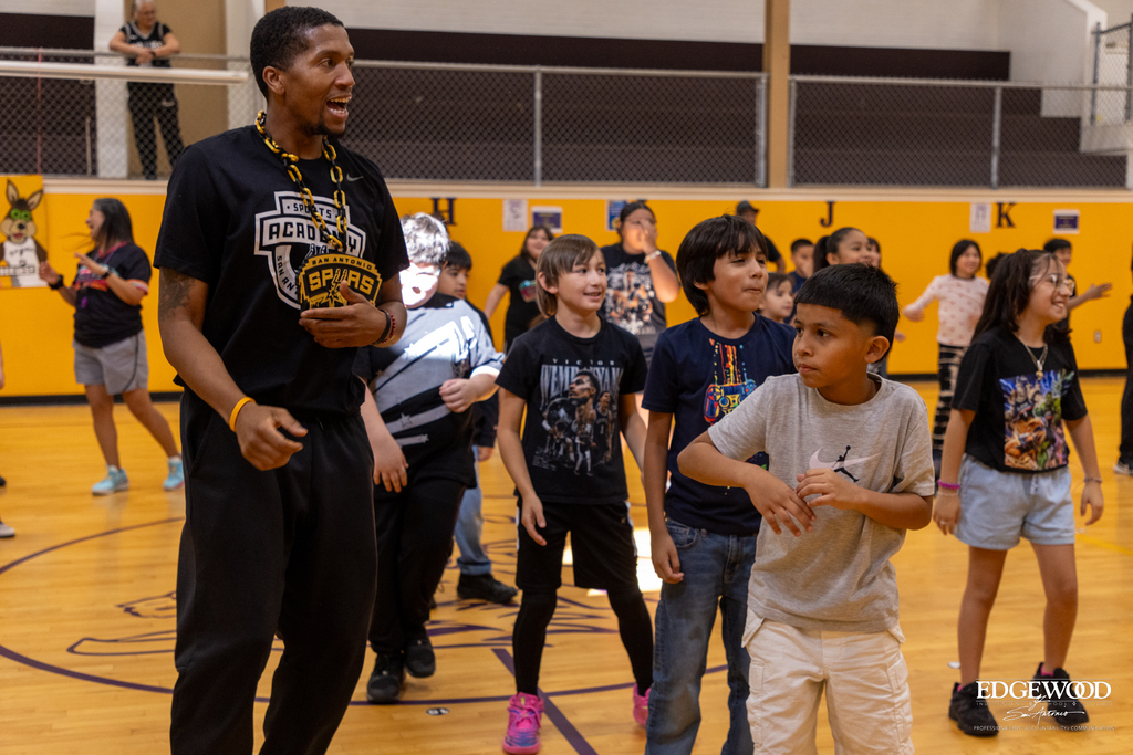 Spurs Hype Squad Takes over PE at Perales Elementary