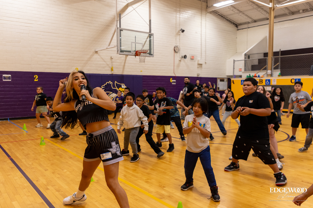Spurs Hype Squad Takes over PE at Perales Elementary