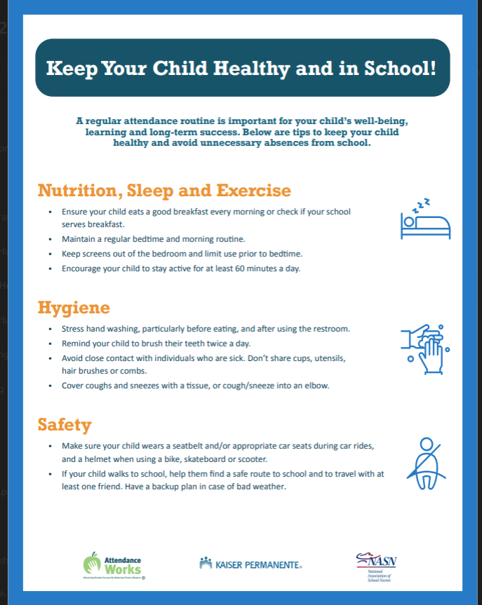 This picture is of healthy tips to keep students in school