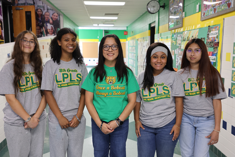 Dr. Munoz and the 8th grade students who will be going to China for Destination Imagination
