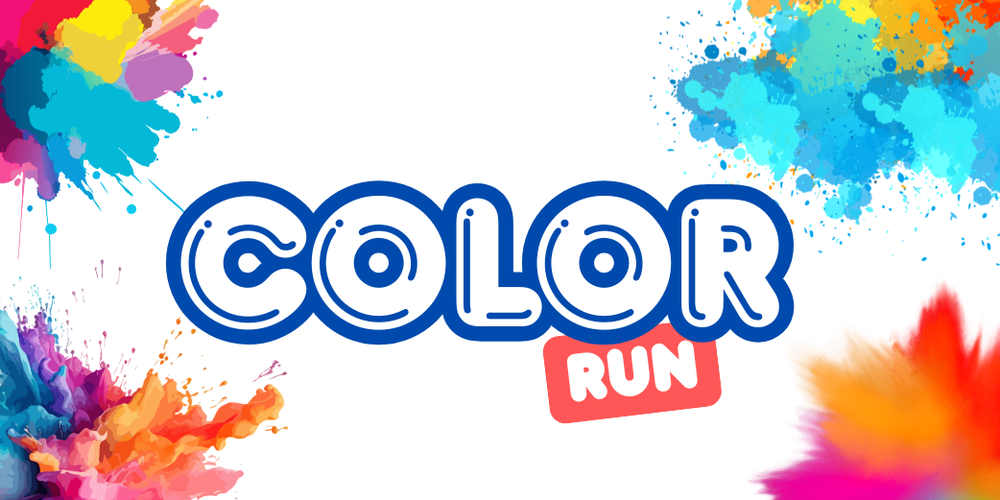 color run- splashes of various colors in the corners