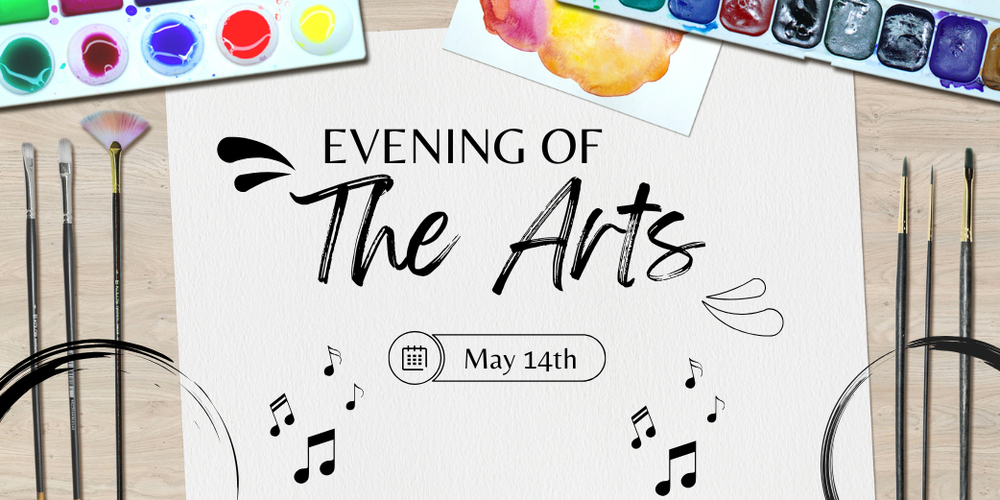 Evening of the Arts (pastels, paint brushes, music notes)
