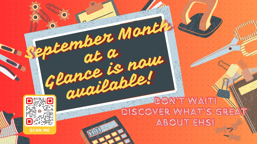 The September Month-at-a-Glance Calendar is available! Scan the QR code to see what's GREAT about Edison High School.