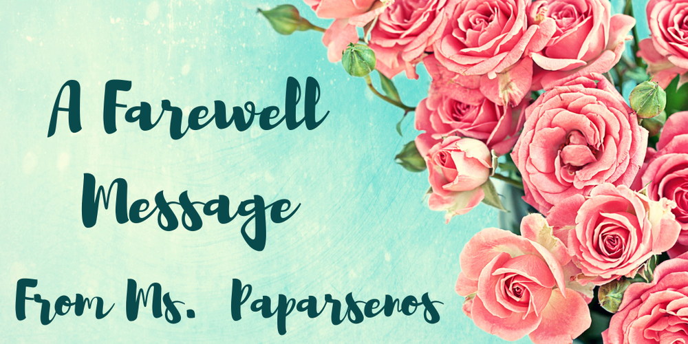 A Farewell Message- Flowers in the corner, teal background