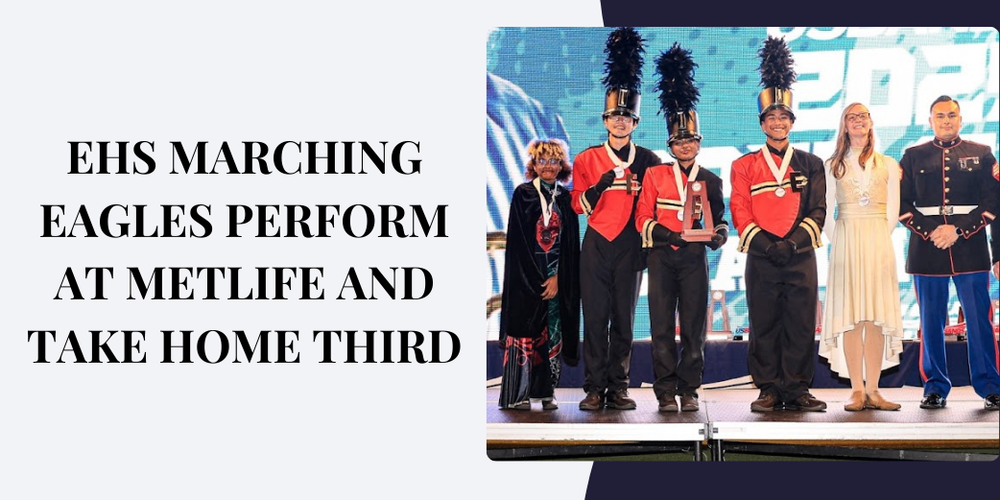 EHS EAGLES PERFORM AT METLIFE AND TAKE HOME THIRD picture of ehs marching eagles accepting award