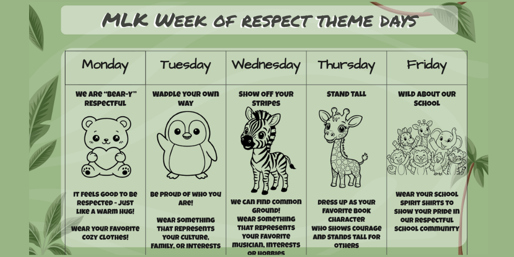 Week of Respect Spirt Days- Jungle Theme, animals and leaves