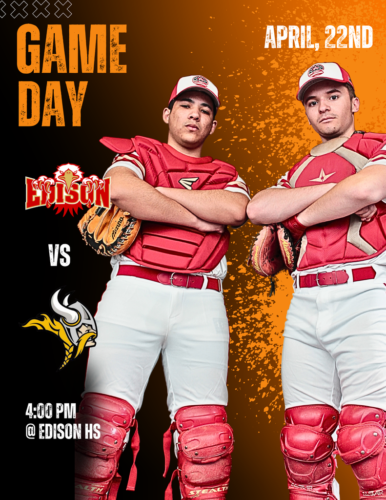 ⚾🎉 Game Day Alert! Come cheer for the Edison Varsity Baseball Team! 📅 Date: April 22nd📍 Location: Edison High School 🕒 Time: 4:00 pm🔥 Opponent: South Brunswick HS