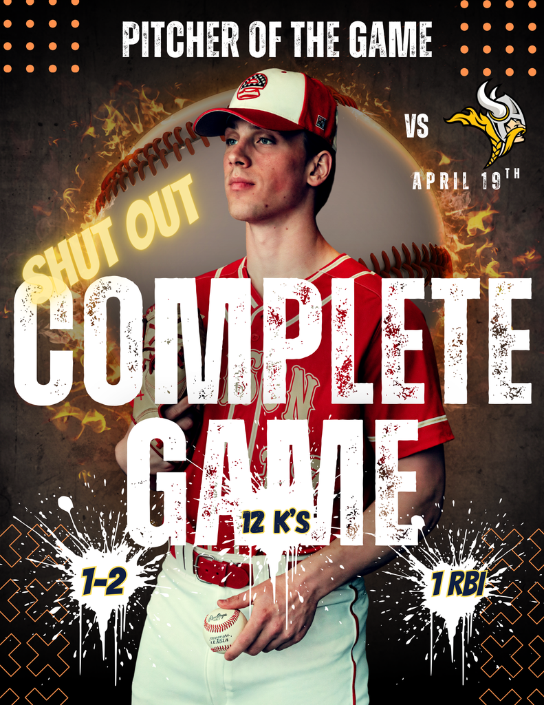 🎉🏆 Pitcher of the Game Alert 🏆🎉 A huge congratulations to Robert Roma Jr. for his outstanding performance recently against South Brunswick High School! Robert pitched a COMPLETE GAME SHUT OUT! Robert struck out 12 batters, went 1-2, with 1 RBI en route to a 5-0 victory over South Brunswick HS.