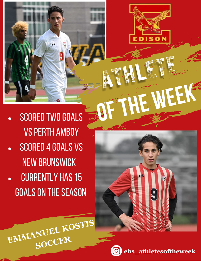 ππ Congrats to Emmanuel Kostis! ππ Emmanuel is our Week 3 Fall Athlete of the Week! #AthleteOfTheWeek #FallSports #GoEmmanuel