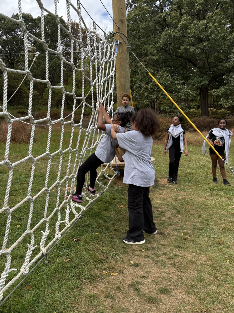students on the new low ropes 
