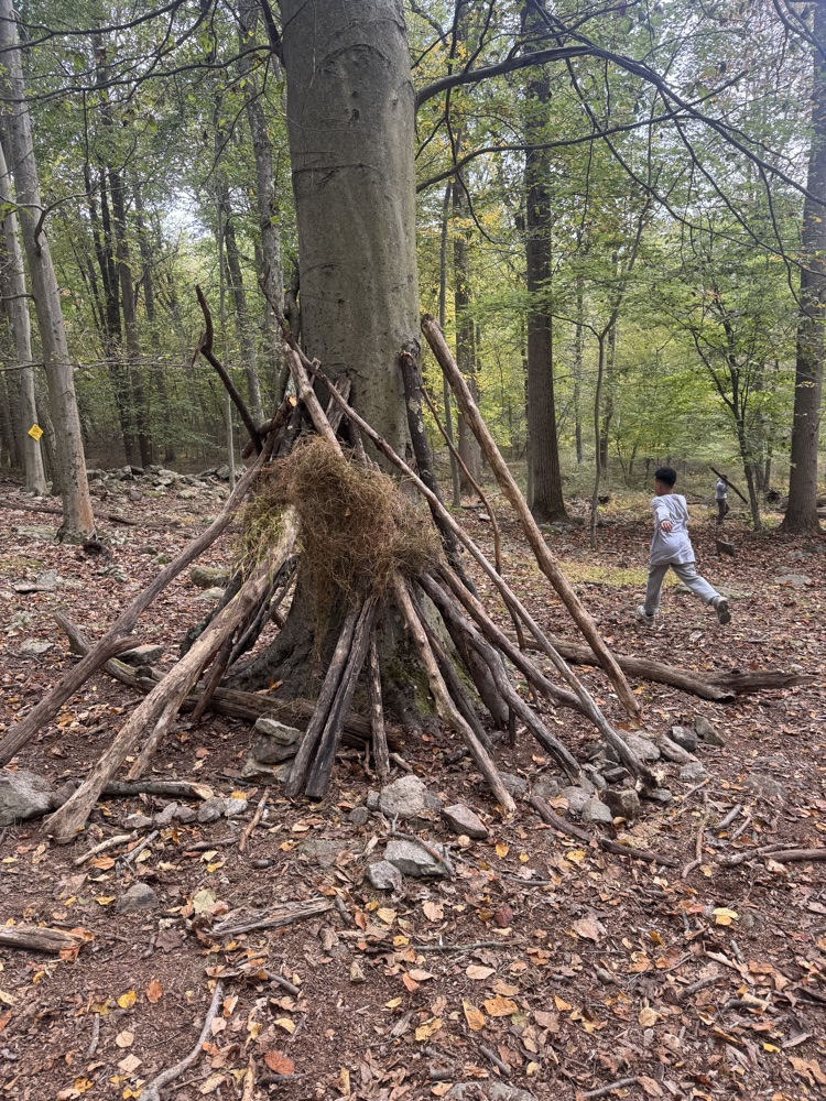 students built a shelter during wilderness survival