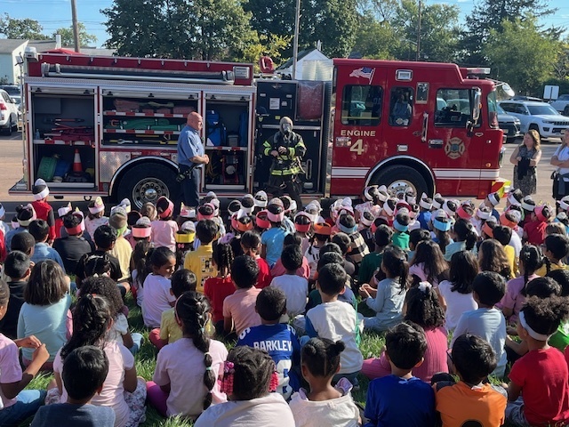 Fire truck visiting school