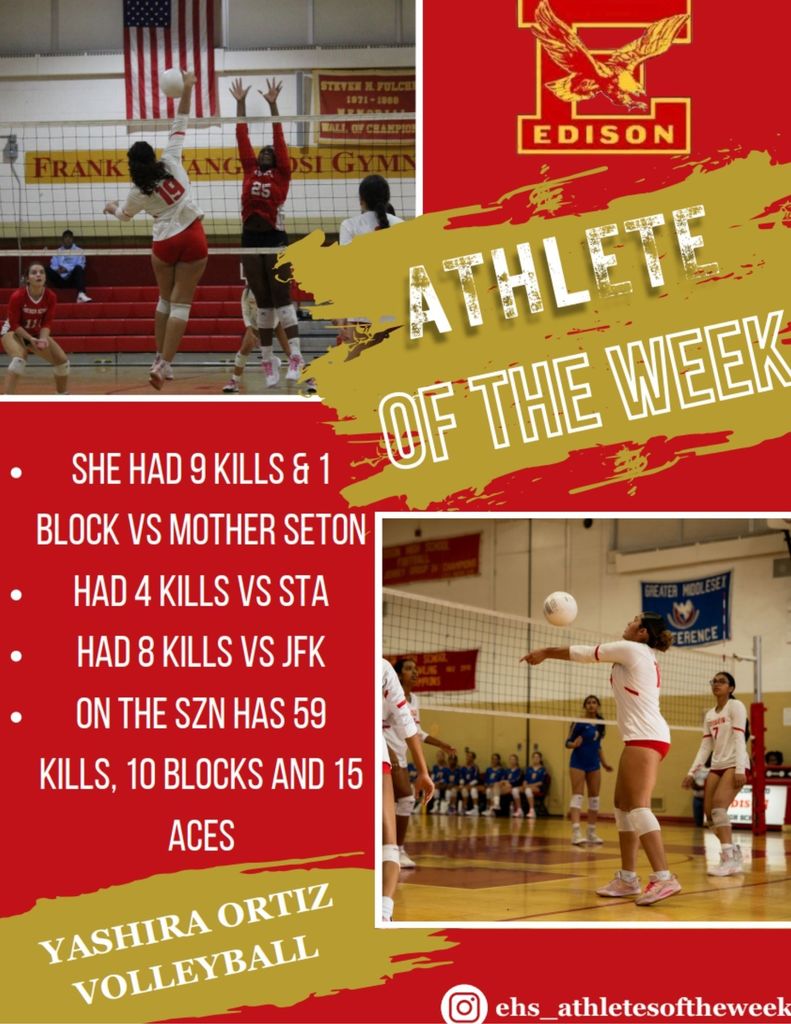 🎉🏆 Congrats to Yashira Ortiz! 🏆🎉 Yashira is our Week 6 Fall Athlete of the Week! #AthleteOfTheWeek #FallSports #GoYashira