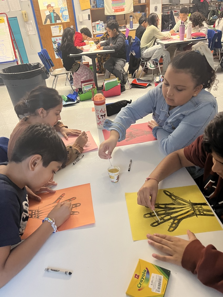 students making hand skeletons