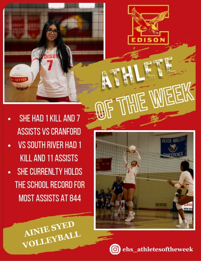๐๐ Congrats to Ainie Syed! ๐๐ Ainie is our Week 7 Fall Athlete of the Week! #AthleteOfTheWeek #FallSports #GoAinie