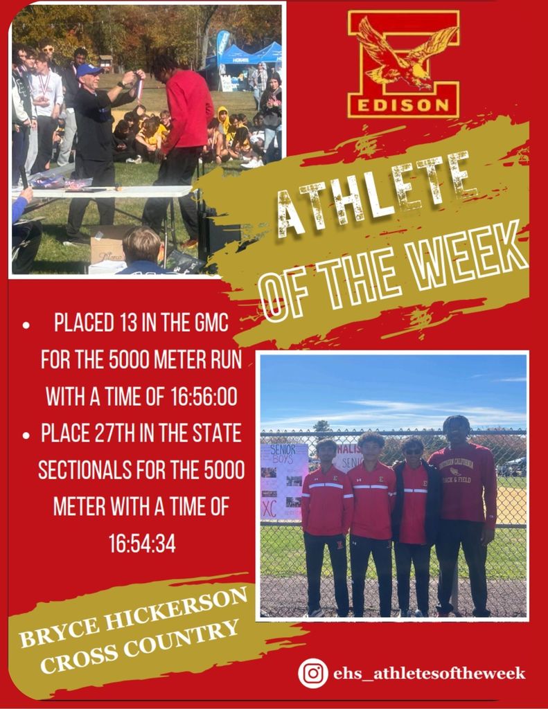 ๐๐ Congrats to Bryce Hickerson! ๐๐ Bryce is our Week 7 Fall Athlete of the Week! #AthleteOfTheWeek #FallSports #GoBryce