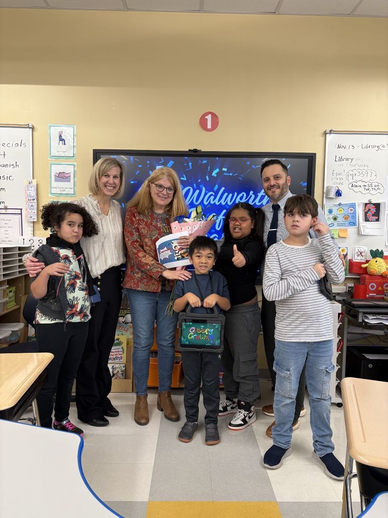 This picture includes Mrs. Walworth and four of her speech students, along with Mrs. Tufaro and Mr. H, as she is designated Education Support Professional for the 2025-2026 schoolyear. 