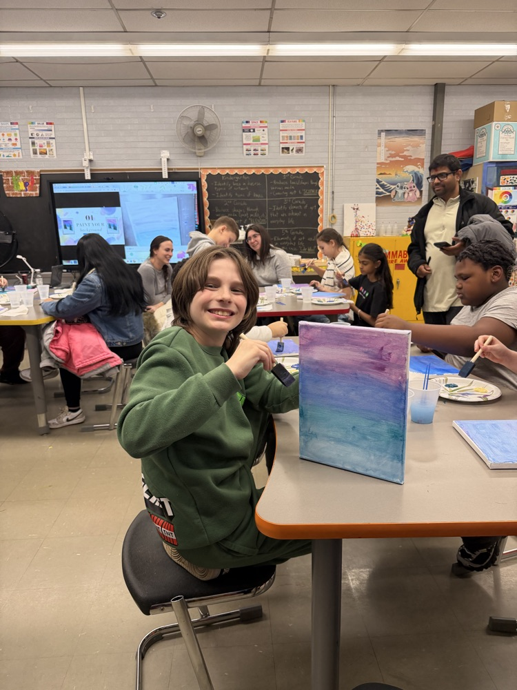 students at paint night