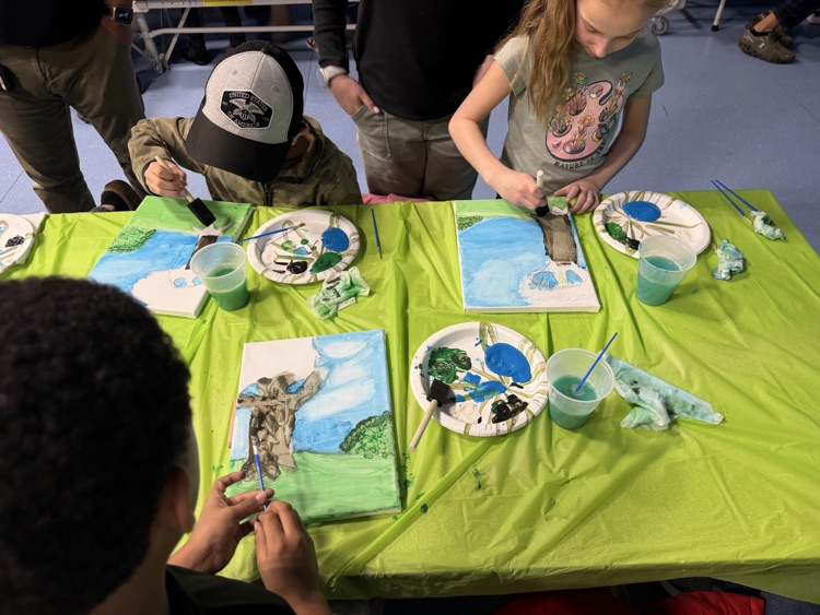 students at paint night