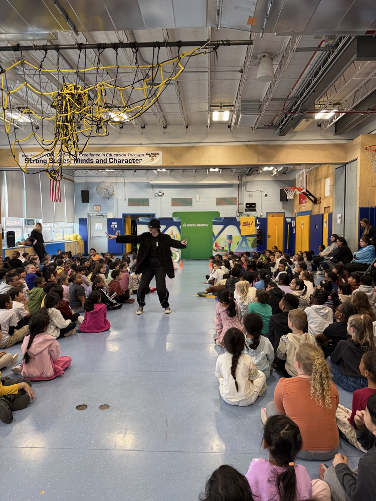 Dental health presenters in assembly