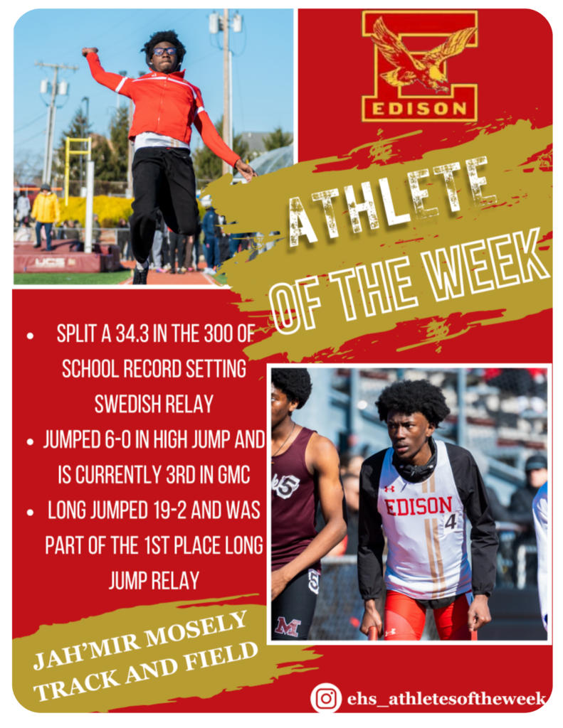 🎉🏆 Congrats to Jah'Mir Mosely! 🏆🎉 Jah'Mir is our Week 1 Spring Athlete of the Week! #AthleteOfTheWeek #SpringSports #GOJah'Mir