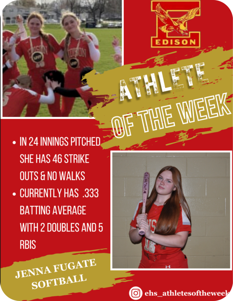 🎉🏆 Congrats to Jenna Fugate! 🏆🎉 Jenna is our Week 1 Spring Athlete of the Week! #AthleteOfTheWeek #SpringSports #GOJenna