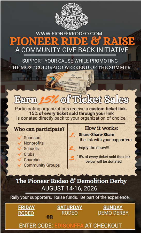 Pioneer Rodeo Flyer for fundraiser. 