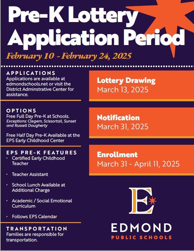 Pre-K Lottery Application Period February 10 - February 24, 2025