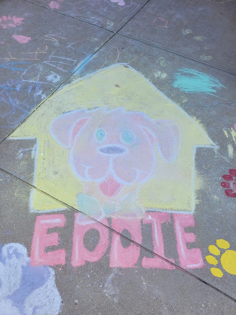Chalk art of mascot Eddie