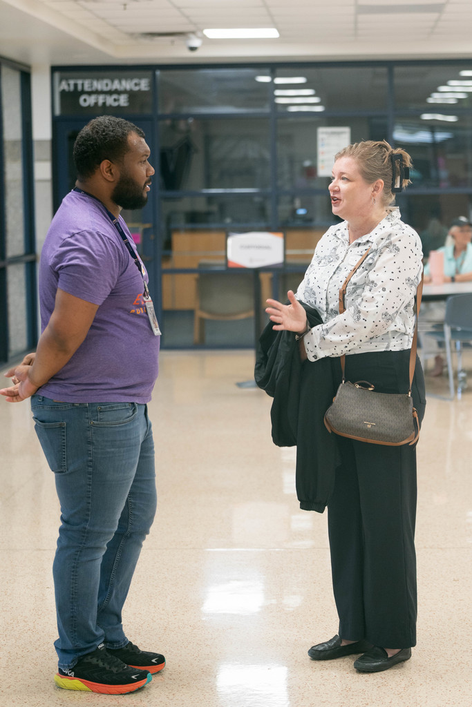 people talking during a career fair