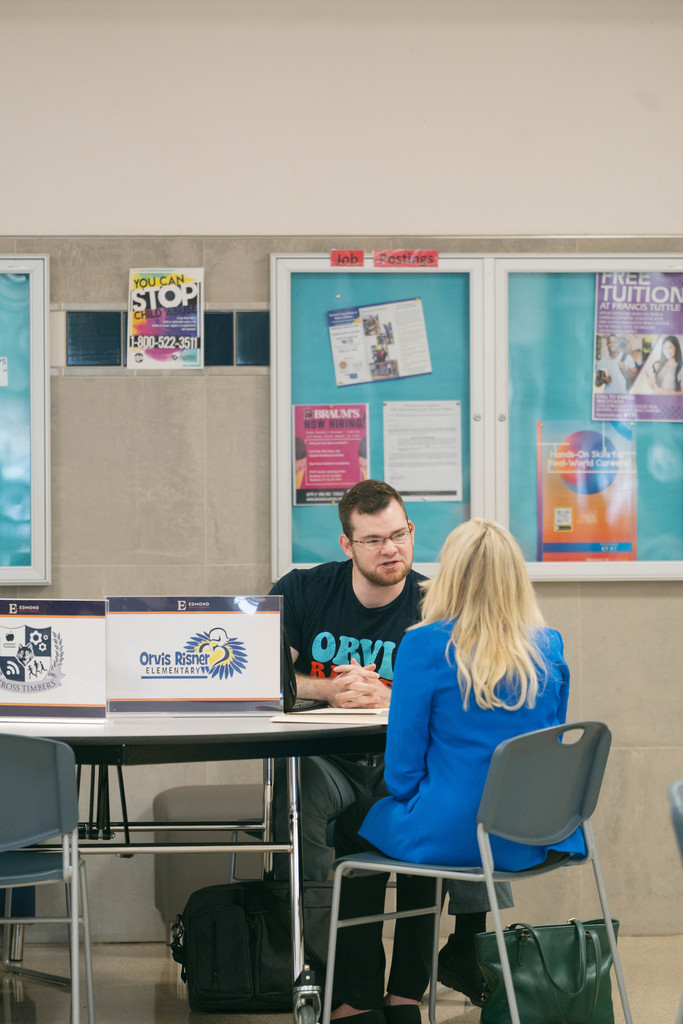 people talking during a career fair