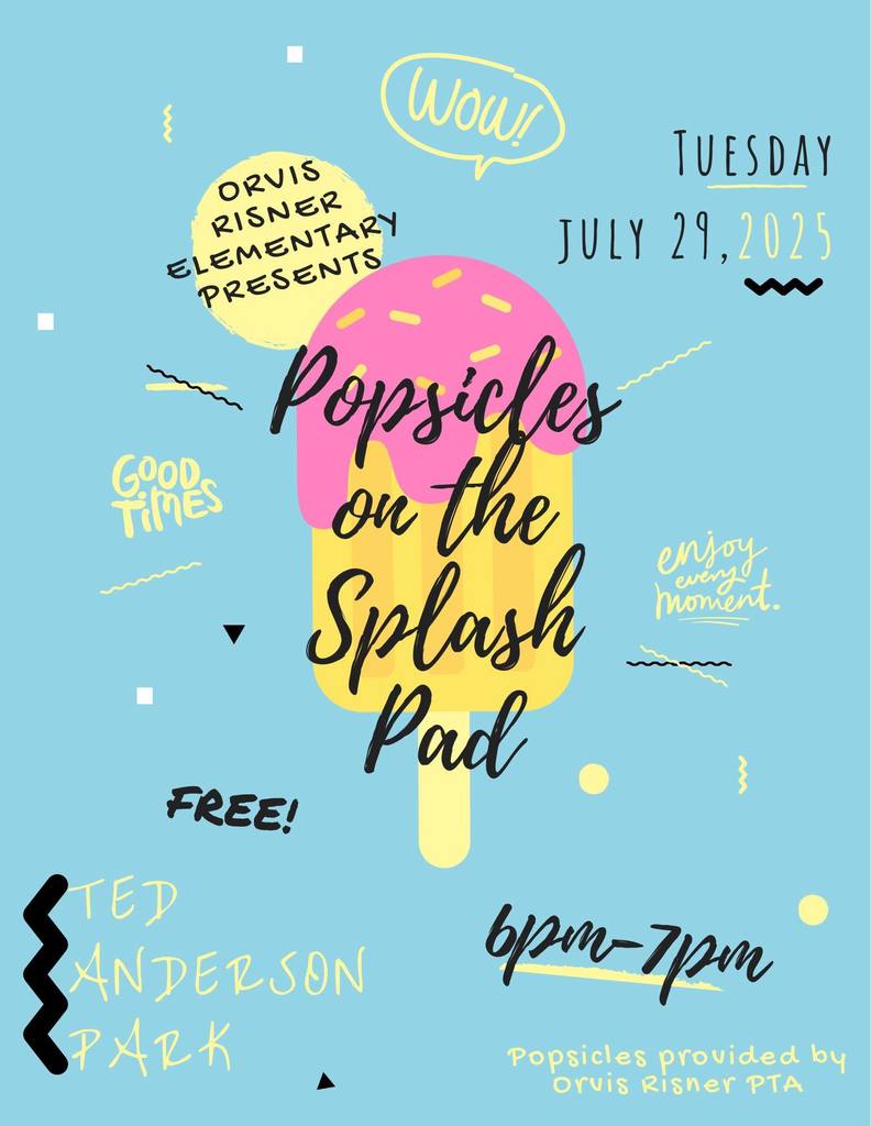 Popsicles on the Splash Pad - July 29th - 6-7