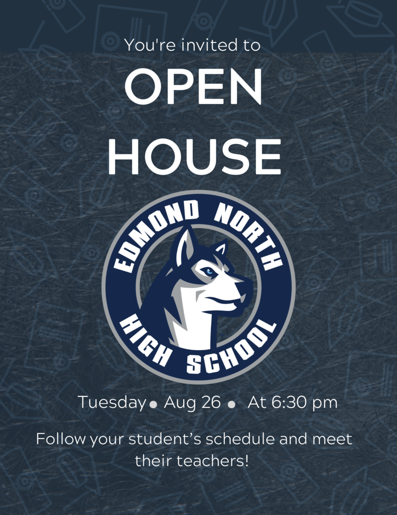 you're invited to open house. Tuesday, August 26th 6:30 PM. Follow your student's schedule and meet their teachers.