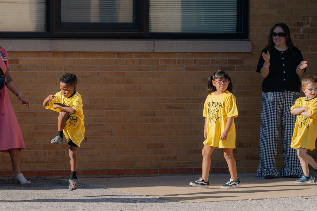 students walking in a parade
