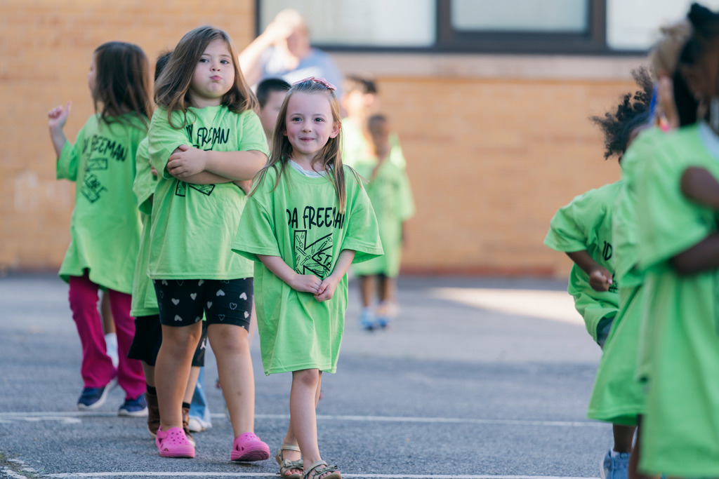 students walking in a parade