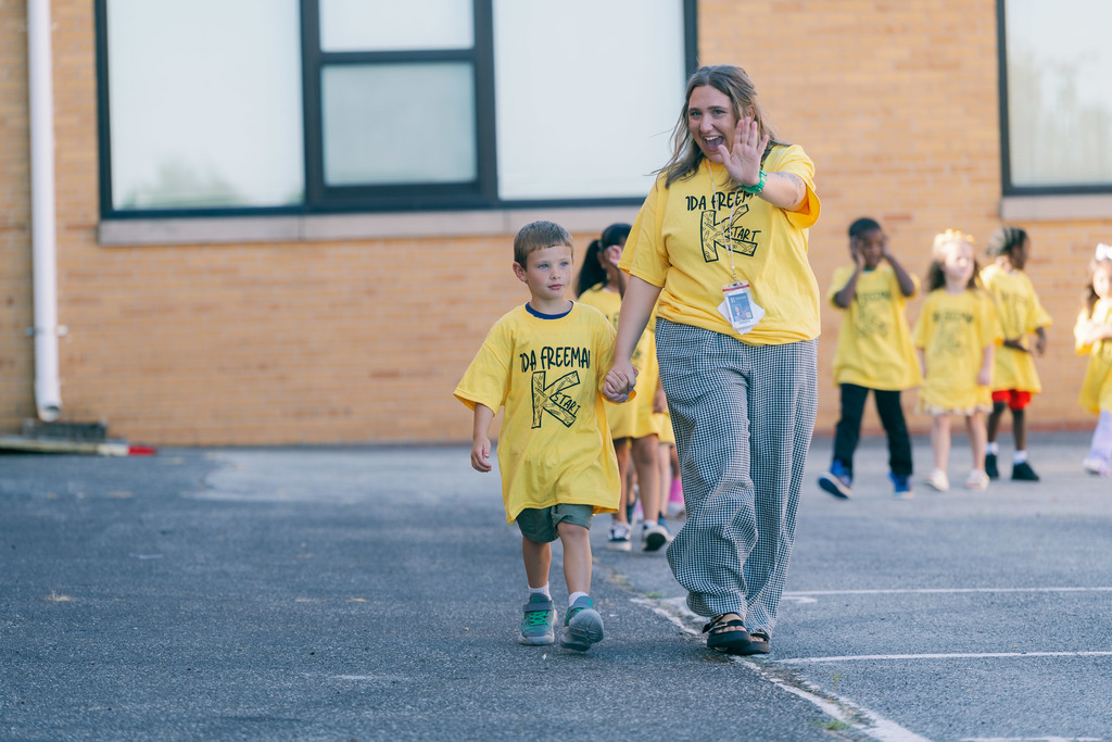 students walking in a parade