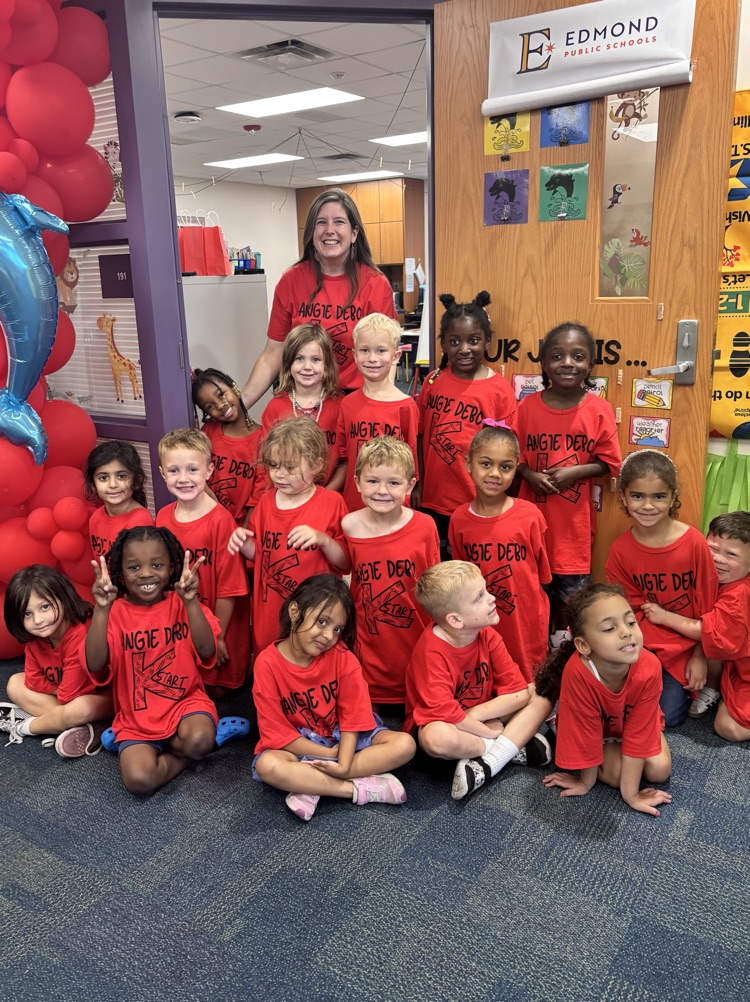 red team with their teacher, Ms. Stout 