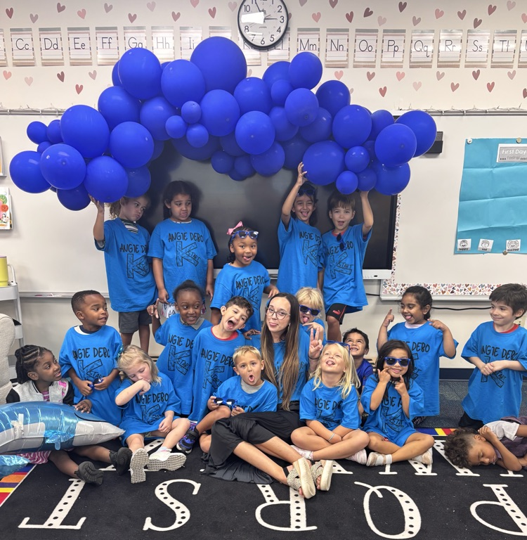 blue team kids with their teacher, Mrs. Furlong 