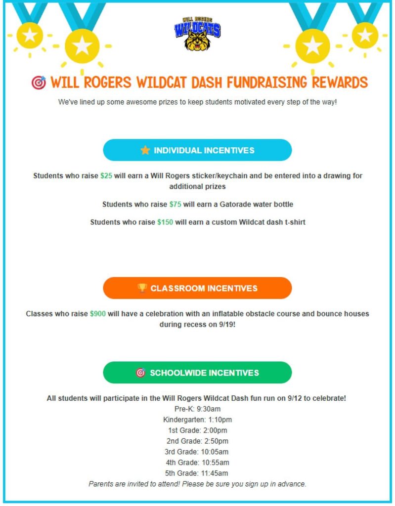 Wildcat Dash Fundraiser Rewards