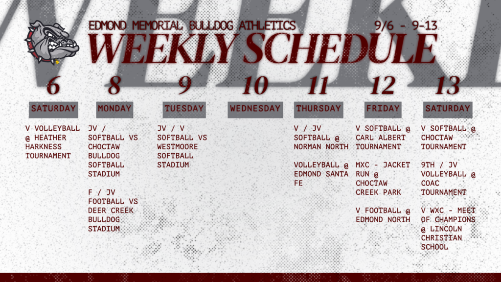 Weekly Athletics 9/6-9/13