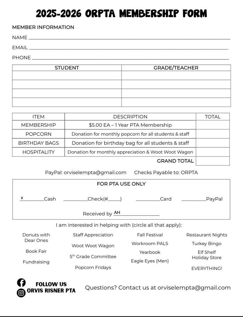 PTA Membership Form