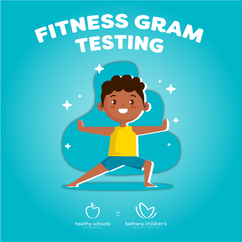 Fitness Gram Testing Graphic with child doing yoga pose