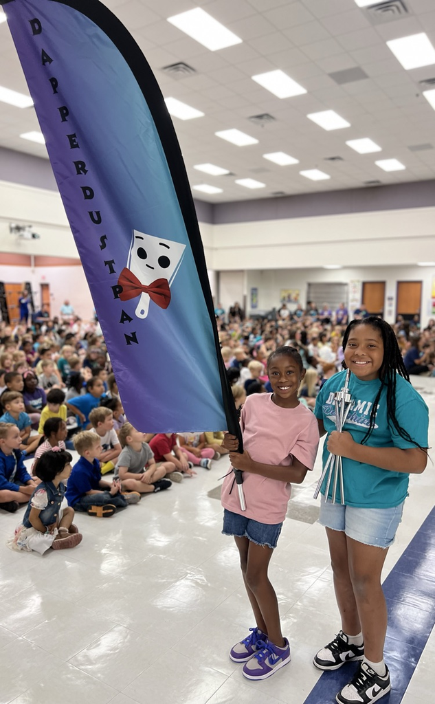 students and dapper dustpan flag