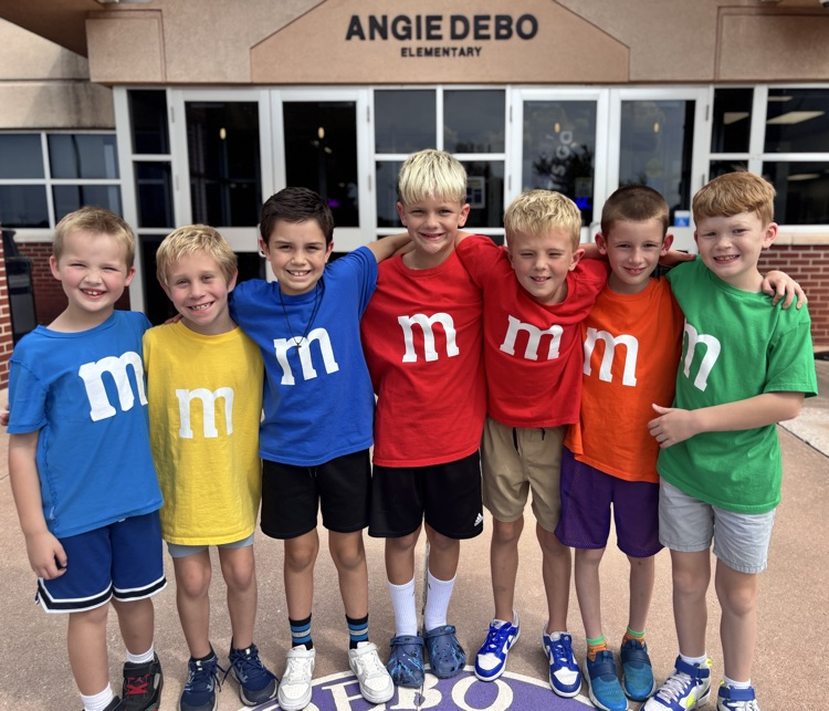 a group of second grade boys as m&ms